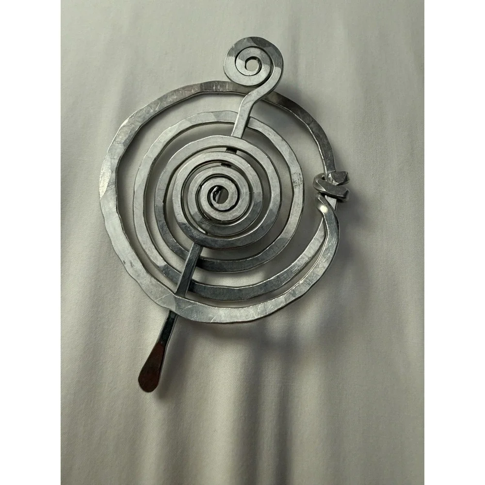 VTG Handmade Hammered Metal Spiral Coil Hair Pin Shawl Stick Artisan Boho 6